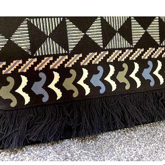 Stella & Dot Taj Multicolor Woven Tribal Fringed Geometric Envelope Clutch Bag - Picture 4 of 9